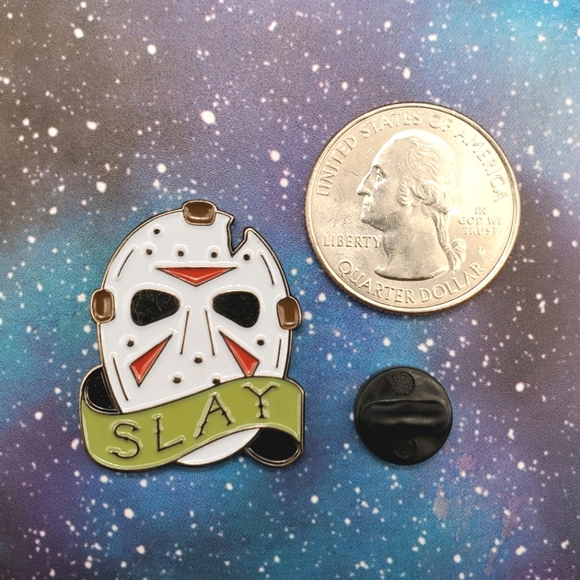 Friday the 13th Jason SLAY Enamel Pin - Picture 2 of 3